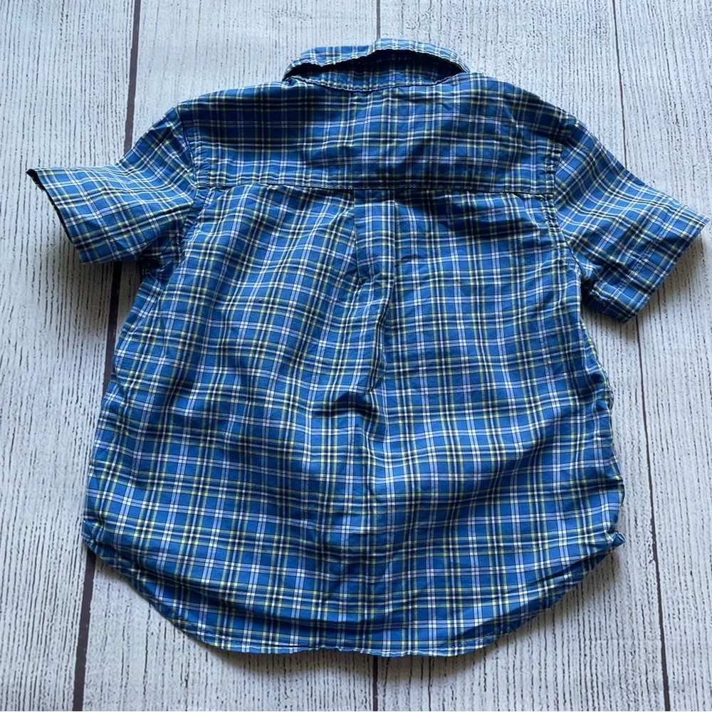 Ralph Lauren Blue Plaid Short Sleeve Button Down Size 12 months